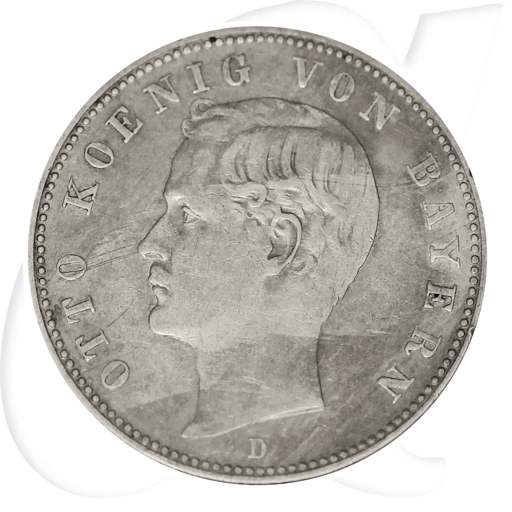 2 Mark Otto König von Bayern 1896 Münzen-Bildseite