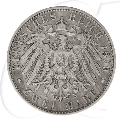 2 Mark Otto König von Bayern 1896 Münzen-Wertseite