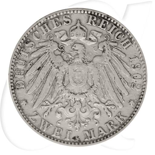 2 Mark Otto König von Bayern 1902 Münzen-Wertseite