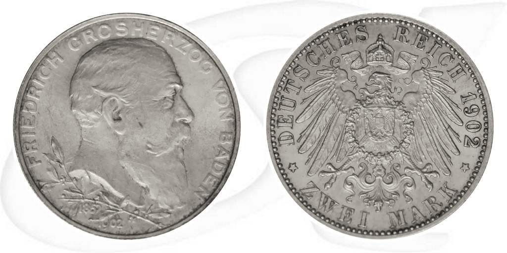 2 Mark Regierungsjubiläum 1902 Münze Vorderseite und Rückseite zusammen