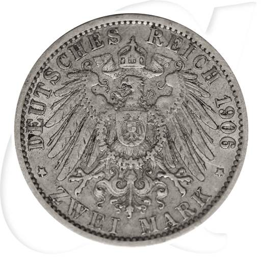 2 Mark Wilhelm II 1906 Silber Münzen-Wertseite