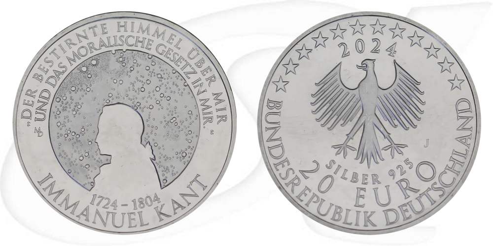 20-euro-kant-2024-deutschland-immanuel Münze Vorderseite und Rückseite zusammen