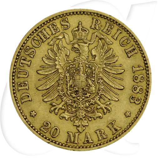Deutschland Preussen 20 Mark Gold 1883 A ss Wilhelm I.