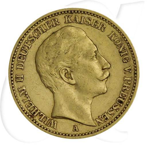 Deutschland Preussen 20 Mark Gold 1889 A ss Wilhelm II. Münzen-Bildseite