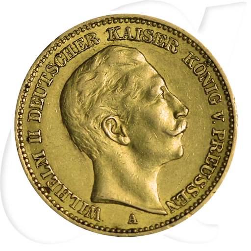 20 Mark Gold Wilhelm II 1899 Münzen-Bildseite