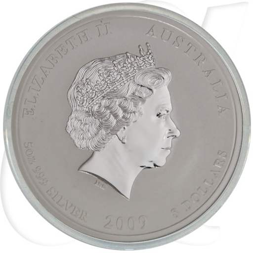 2009 Ochse 8 Dollar Australien Silber Lunar Münzen-Wertseite