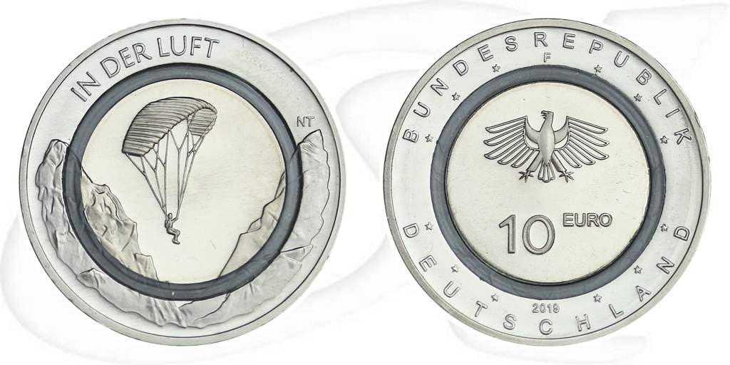 2019 Luft 10 Euro Münze Vorderseite und Rückseite zusammen