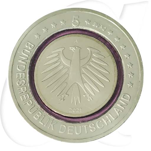 2021 A Polare Zone 5 Euro violetter Ring Berlin Münzen-Wertseite