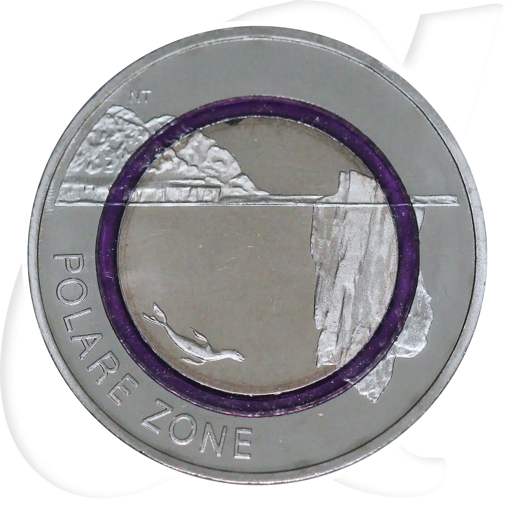 2021 G Polare Zone 5 Euro violetter Ring Karlsruhe Münzen-Bildseite