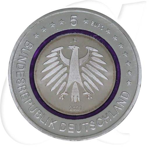 2021 G Polare Zone 5 Euro violetter Ring Karlsruhe Münzen-Wertseite
