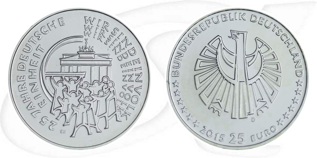 25 Euro Münze 2015 Deutsche Einheit D Münze Vorderseite und Rückseite zusammen