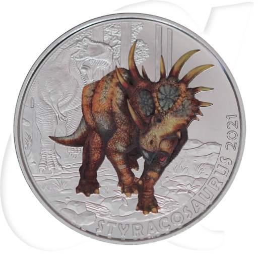 Österreich 3 Euro 2021 st Super Saurier - Styracosaurus