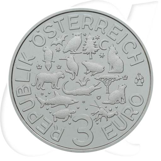 Österreich 3 Euro 2018 Frosch Tier Taler teilcoloriert handgehoben Münzen-Wertseite