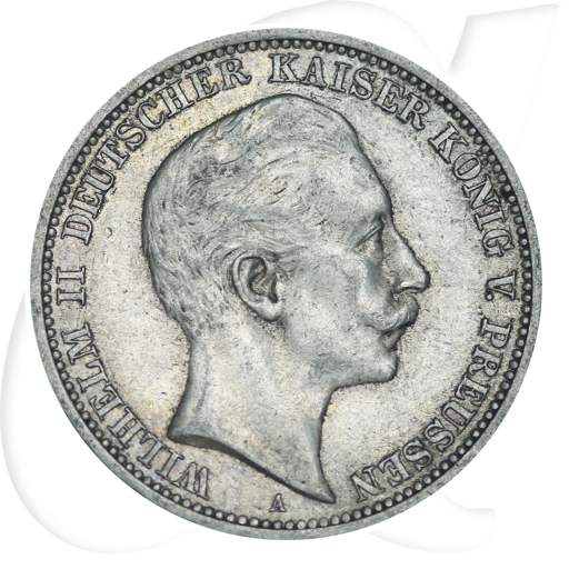 Deutschland Preussen 3 Mark 1908 ss Wilhelm II. ungereinigt