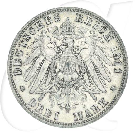 3 Mark 1911 Wilhelm Münzen-Wertseite
