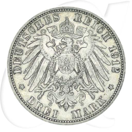 3 Mark 1912 Wilhelm Münzen-Wertseite