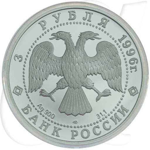 Russland 3 Rubel 1996 Silber PP Russisches Ballett - Nussknacker