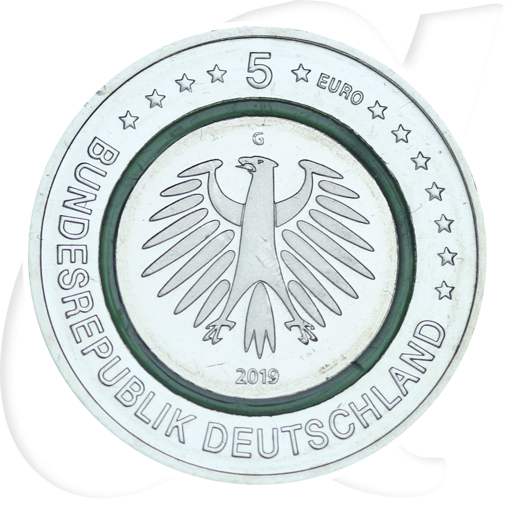 Deutschland 5 Euro 2019 G (Karlsruhe) st Gemäßigte Zone grüner Ring