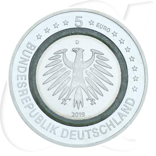 Deutschland 5 Euro 2019 D (München) st Gemäßigte Zone grüner Ring