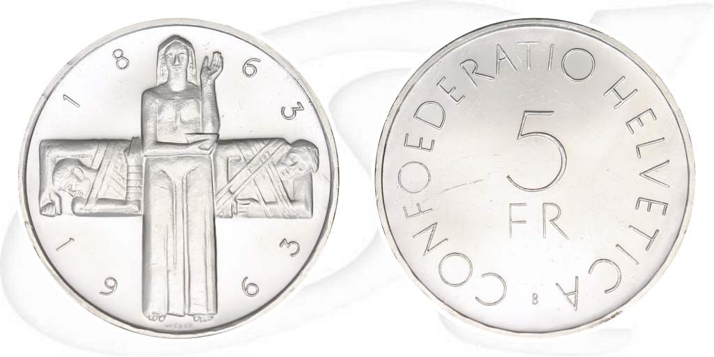 5-franken-1963-rotes-kreuz Münze Vorderseite und Rückseite zusammen