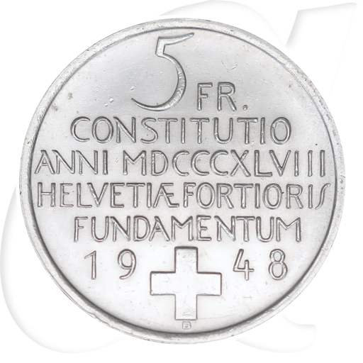 Schweiz 5 Franken 1948 B vz Bundesverfassung