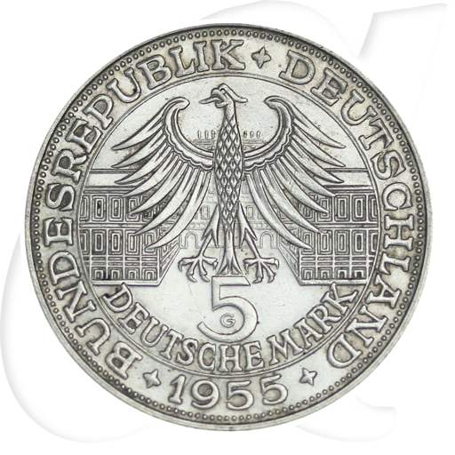 5 Mark 1955 Markgraf Münzen-Wertseite