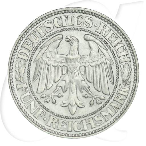 5 Reichsmark Eichbaum 1929 A Münzen-Wertseite