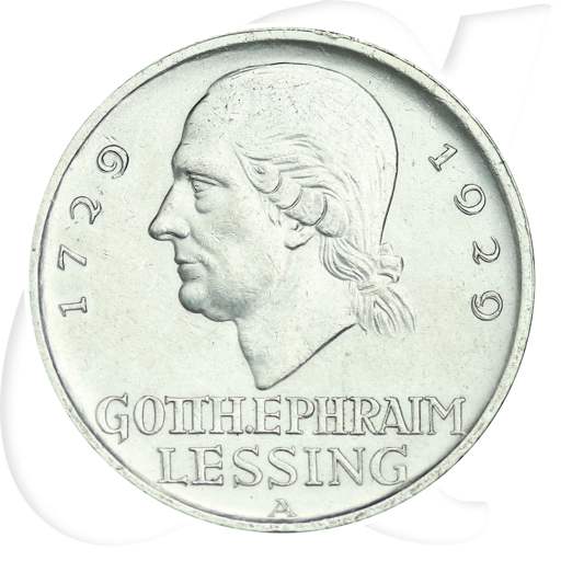 5 Reichsmark Lessing 1929 A Münzen-Bildseite