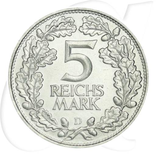 5 Reichsmark Rheinlande 1925 D Münzen-Wertseite