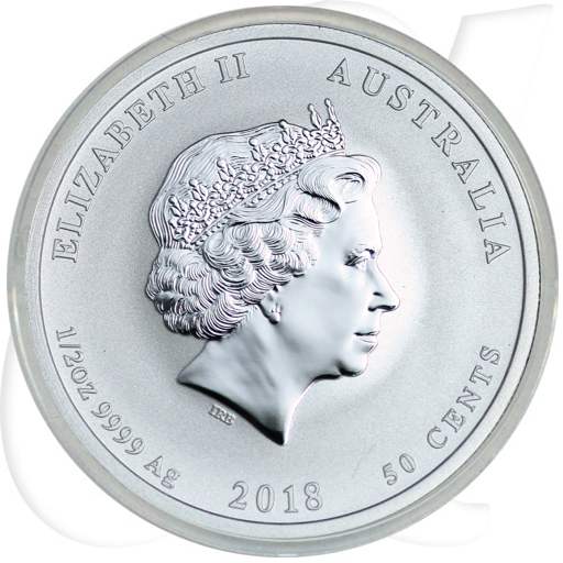 Australien 50 Cents 2018 BU Silber Lunar II Jahr des Hundes in Farbe