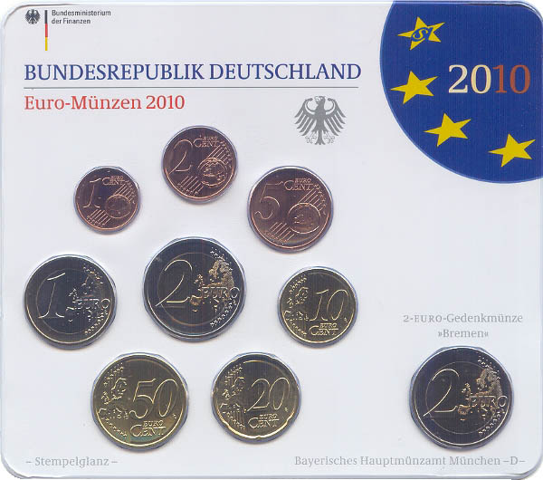 BRD Kursmünzensatz 2010 D st OVP