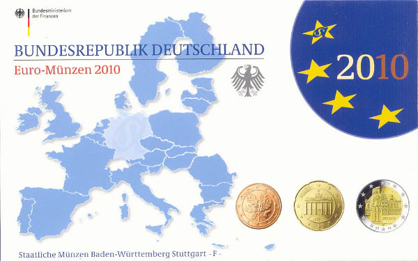 BRD Kursmünzensatz 2010 F PP (Spgl) OVP zu nominell 5,88 Euro