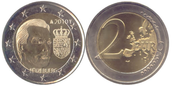 Luxemburg 2 Euro 2010 Wappen Großherzog Henri st OVP Coincard