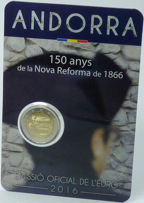 Andorra 2 Euro 2016 st OVP 150 Jahre Neue Reform von 1866