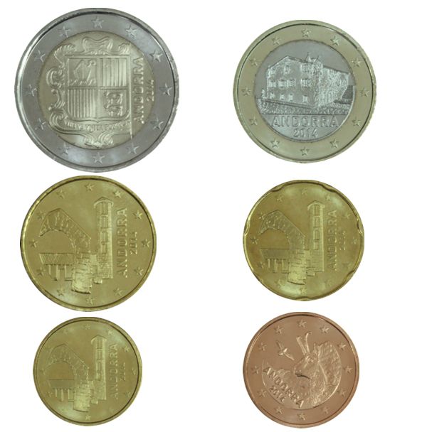 Andorra Kursmünzenset (nom. 3,85 Euro) 2014 st