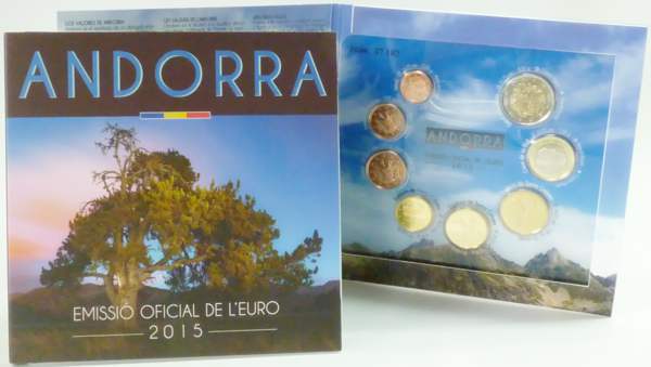 Andorra Kursmünzensatz 2015 st OVP 8 Werte von 1 Cent bis 2 Euro