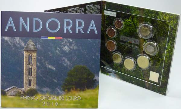 Andorra Kursmünzensatz 2016 st OVP 8 Werte von 1 Cent bis 2 Euro