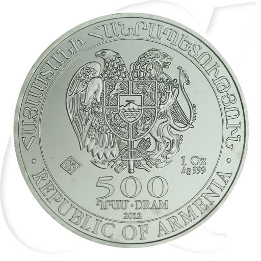 Armenien 2012 Arche Noah 500 Dram Silber Münzen-Wertseite