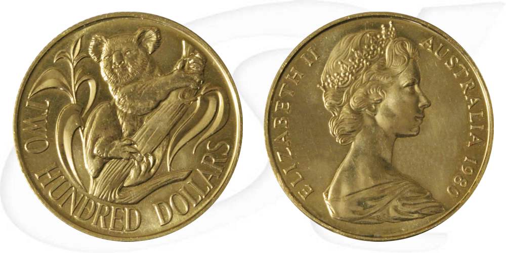 Australien 200 Dollar 1980 BU Gold 9,167g fein Koala