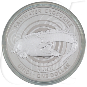 Australien 1$ 2013 BU Silber fein Salzwasserkrokodil