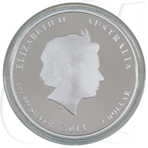Australien 1 Dollar 2013 PP Silber Lunar II Schlange Farbe