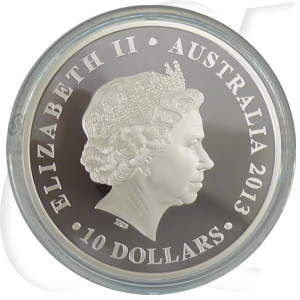 Australien 10 Dollar 2013 PP Silber teilcoloriert Down Under Opernhaus Sydney