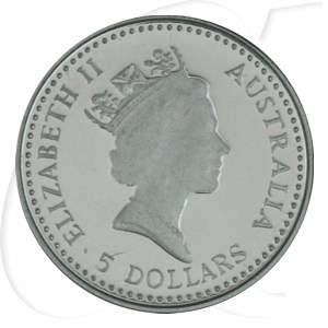 Australien 5 Dollar 1991 PP Platin 1,571g (1/20oz) fein Koala