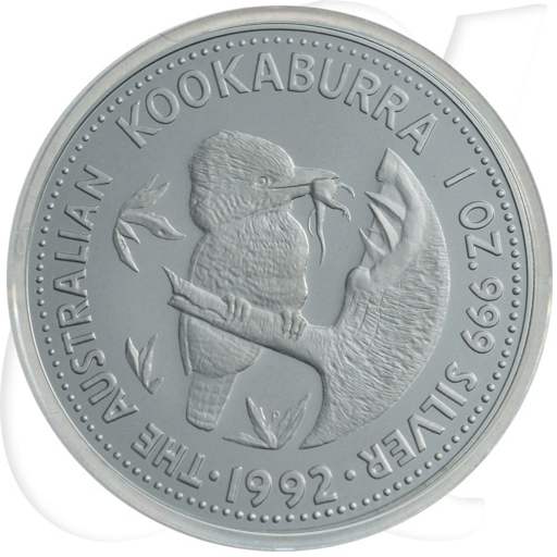Australien Kookaburra 1992 1 Dollar Silber 1oz PP Münzen-Bildseite