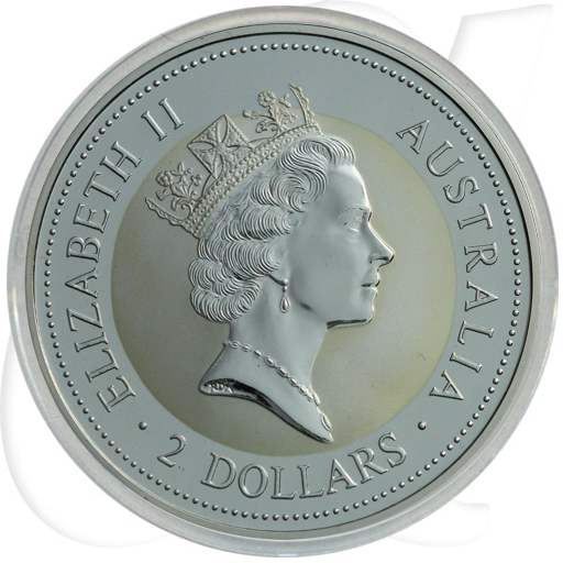 Australien 2 Dollar 1994 BU Kookaburra Silber 2 Unzen Münzen-Wertseite
