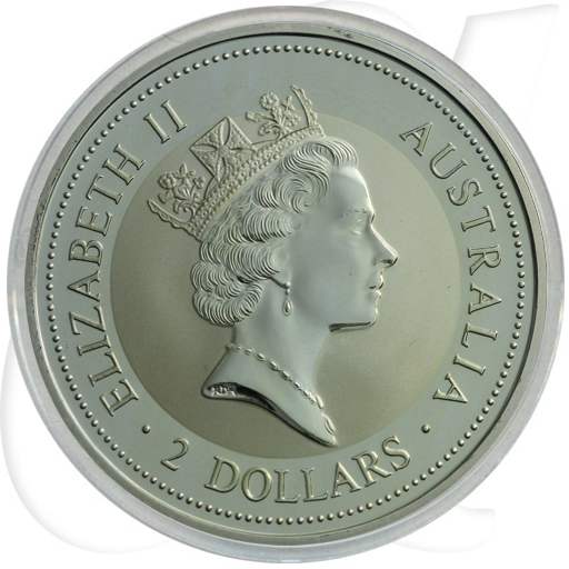 Australien 2 Dollar 1995 BU Kookaburra Silber 2 Unzen Münzen-Wertseite