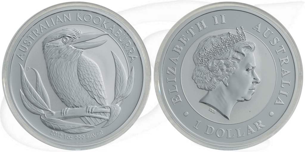 Australien Kookaburra 2012 1 Dollar Silber 1oz st Münze Vorderseite und Rückseite zusammen