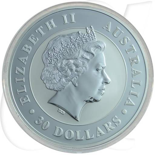 Australien Kookaburra 2012 BU 30 Dollar Silber Münzen-Wertseite