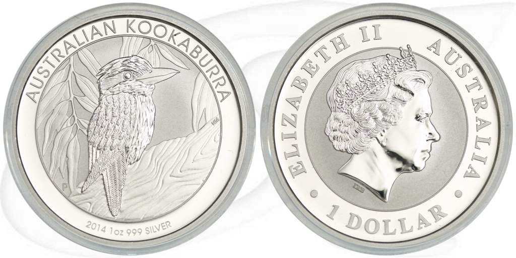 Australien Kookaburra 2014 1 Dollar st Münze Vorderseite und Rückseite zusammen