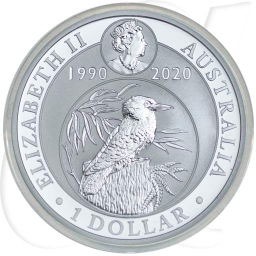 Australien Kookaburra 2020 Silber 1 Dollar Münzen-Wertseite